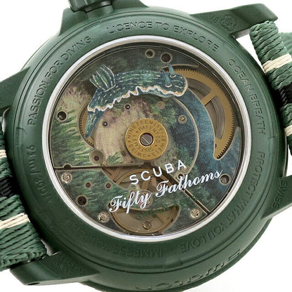 中古 超美品 スウォッチ SWATCH バイオセラミック スキューバ フィフティ ファゾムス グリーンアビス アナログ 腕時計 ブランド メンズ UW-SW-BP-00001