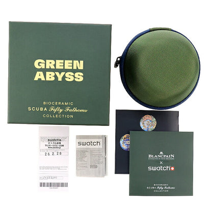 中古 超美品 スウォッチ SWATCH バイオセラミック スキューバ フィフティ ファゾムス グリーンアビス アナログ 腕時計 ブランド メンズ UW-SW-BP-00001