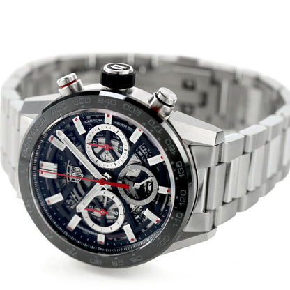 中古 美品 タグ・ホイヤー TAG Heuer カレラ スケルトン ホイヤー02 43mm 自動巻クロノグラフ CBG2010.BA0662 アナログ 腕時計 メンズ UW-TH-CR-00007