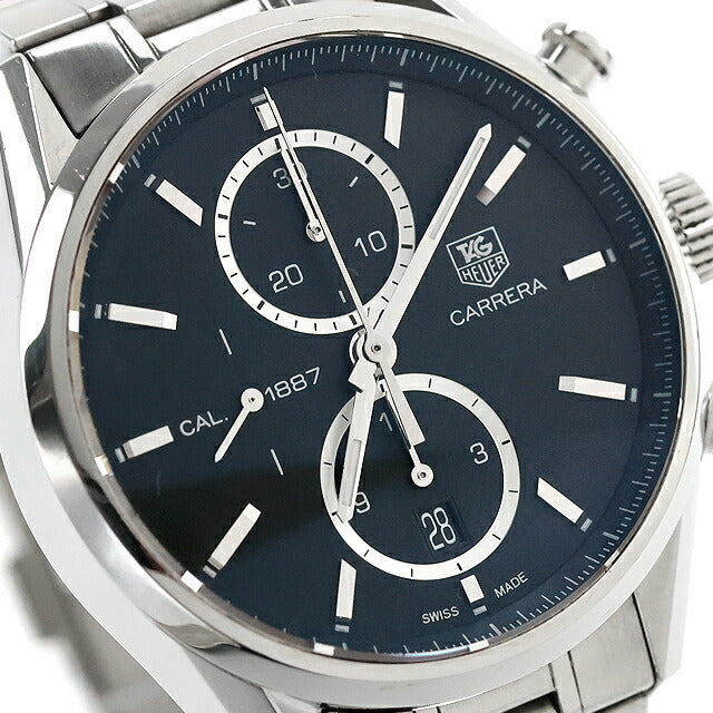 中古 タグ・ホイヤー TAG Heuer カレラ Cal.1887 自動巻きクロノグラフ CAR2110.BA0720 アナログ 腕時計 ブランド メンズ ブラック UW-TH-CR-00008