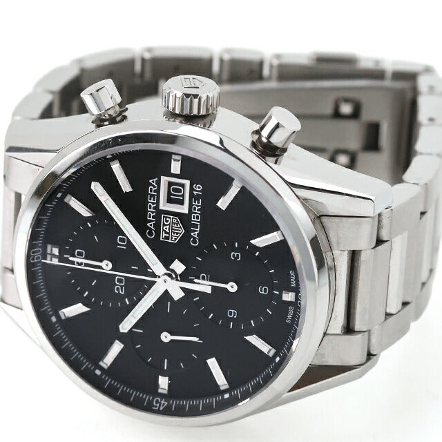中古 タグ・ホイヤー TAG Heuer カレラ クロノグラフ キャリバー16 自動巻き CBK2110.BA0715 アナログ 腕時計 ブランド メンズ ブラック UW-TH-CR-00009