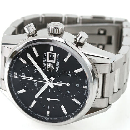中古 タグ・ホイヤー TAG Heuer カレラ クロノグラフ キャリバー16 自動巻き CBK2110.BA0715 アナログ 腕時計 ブランド メンズ ブラック UW-TH-CR-00009