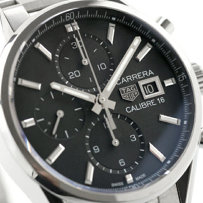 中古 タグ・ホイヤー TAG Heuer カレラ クロノグラフ キャリバー16 自動巻き CBK2110.BA0715 アナログ 腕時計 ブランド メンズ ブラック UW-TH-CR-00009