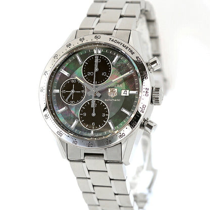 中古 タグ・ホイヤー TAG Heuer カレラ タキメーター クロノグラフ ムーンパール 世界限定3000本 ブラックシェル CV201P.BA0794 腕時計 メンズ UW-TH-CR-00012