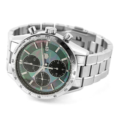 中古 タグ・ホイヤー TAG Heuer カレラ タキメーター クロノグラフ ムーンパール 世界限定3000本 ブラックシェル CV201P.BA0794 腕時計 メンズ UW-TH-CR-00012
