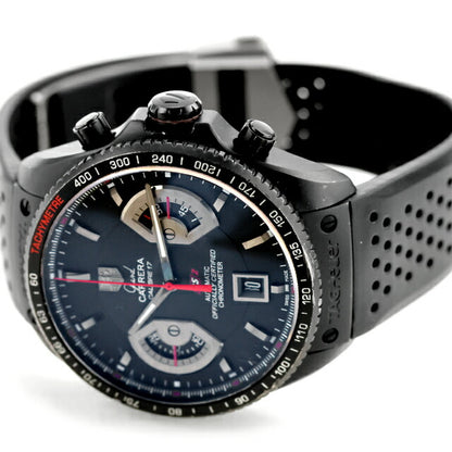 中古 タグ・ホイヤー TAG Heuer グランドカレラ キャリバー17 クロノグラフ CAV518B.FT6016 アナログ 腕時計 ブランド メンズ ブラック 黒 UW-TH-GC-00001