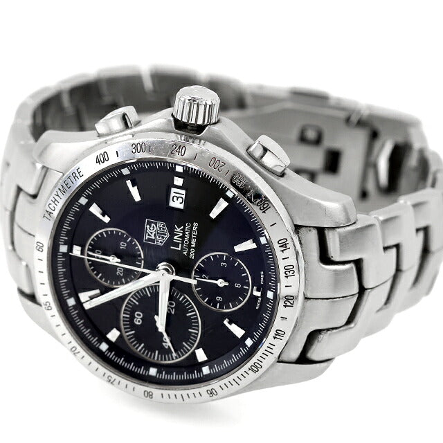 中古 タグ・ホイヤー TAG Heuer リンク タキメーター クロノグラフ 200m防水 ブラック文字盤 CJF2110.BA0594 アナログ 腕時計 ブランド メンズ UW-TH-LK-00001