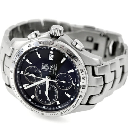 中古 タグ・ホイヤー TAG Heuer リンク タキメーター クロノグラフ 200m防水 ブラック文字盤 CJF2110.BA0594 アナログ 腕時計 ブランド メンズ UW-TH-LK-00001