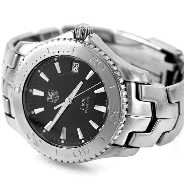 中古 タグ・ホイヤー TAG Heuer リンク クオーツ デイト 200m防水 シンプル WJ1110-0 アナログ 腕時計 ブランド メンズ ブラック UW-TH-LK-00002