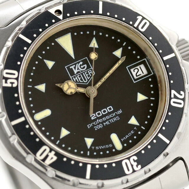 中古 タグ・ホイヤー TAG Heuer 2000 プロフェッショナル 34mm ボーイズ ダイバー 973.013 アナログ 腕時計 ブランド メンズ ブラック UW-TH-OT-00010