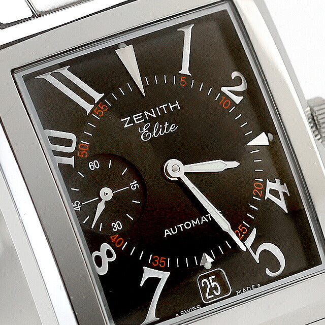 中古 ゼニス ZENITH ポートロワイヤル エリート スモールセコンド レクタンギュラー アナログ 腕時計 ブランド メンズ ブラック UW-ZE-EL-00001