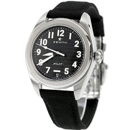 中古 超美品 ゼニス ZENITH パイロット オートマティック エル・プリメロ 替えベルト付属 アナログ 腕時計 ブランド メンズ ブラック UW-ZE-PL-00001