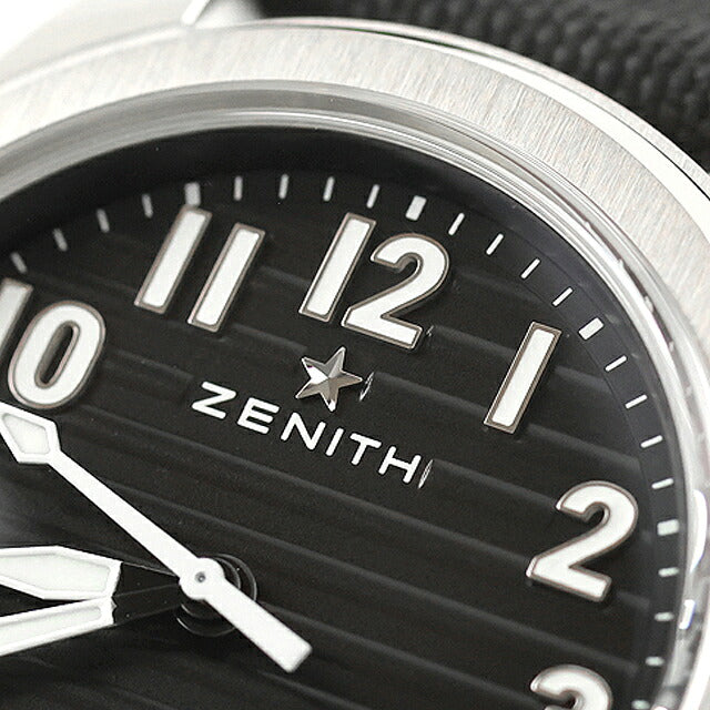 中古 超美品 ゼニス ZENITH パイロット オートマティック エル・プリメロ 替えベルト付属 アナログ 腕時計 ブランド メンズ ブラック UW-ZE-PL-00001