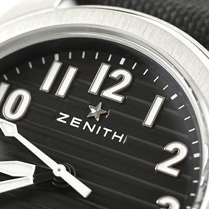 中古 超美品 ゼニス ZENITH パイロット オートマティック エル・プリメロ 替えベルト付属 アナログ 腕時計 ブランド メンズ ブラック UW-ZE-PL-00001