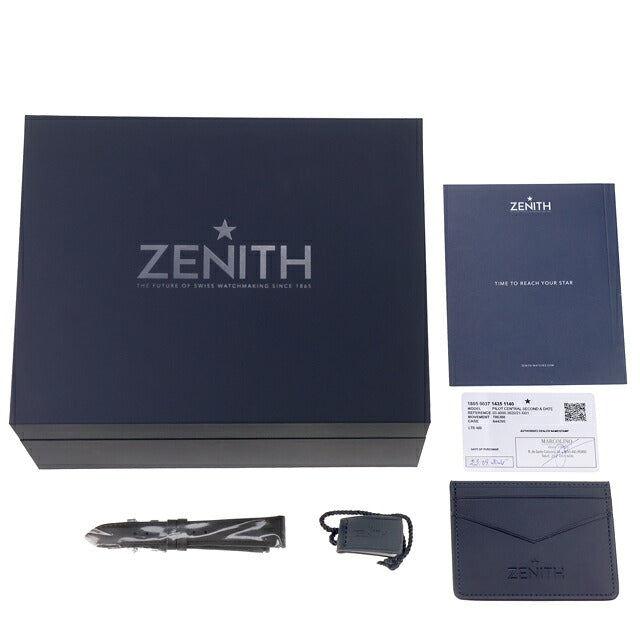 中古 超美品 ゼニス ZENITH パイロット オートマティック エル・プリメロ 替えベルト付属 アナログ 腕時計 ブランド メンズ ブラック UW-ZE-PL-00001