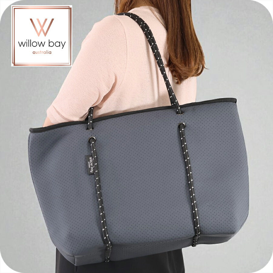 ウィローベイ トートバッグ レディース ブランド WILLOWBAY BOUTIQUE ネオプレントートバッグ ポーチ付き 1102 CHARCOAL バッグ WB-1102