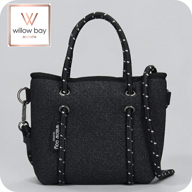 ウィローベイ ショルダーバッグ レディース ブランド WILLOWBAY ブティックタイニー マザーズバッグ  2WAY BLACK DENIM WB-9701