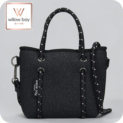 ウィローベイ ショルダーバッグ レディース ブランド WILLOWBAY ブティックタイニー マザーズバッグ  2WAY BLACK DENIM WB-9701