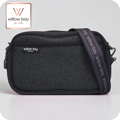 ウィローベイ ショルダーバッグ レディース ブランド WILLOWBAY ラージクロスボディバッグウィズロープ クロスボディ BLACK DENIM WB-9722