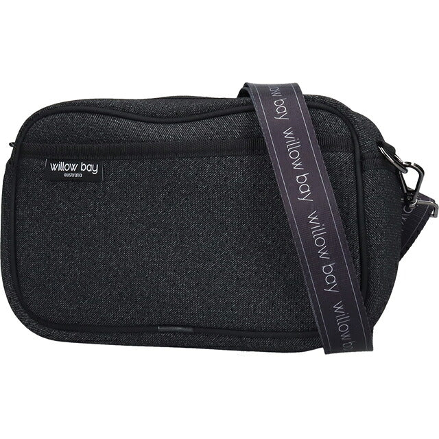 ウィローベイ ショルダーバッグ レディース ブランド WILLOWBAY ラージクロスボディバッグウィズロープ クロスボディ BLACK DENIM WB-9722
