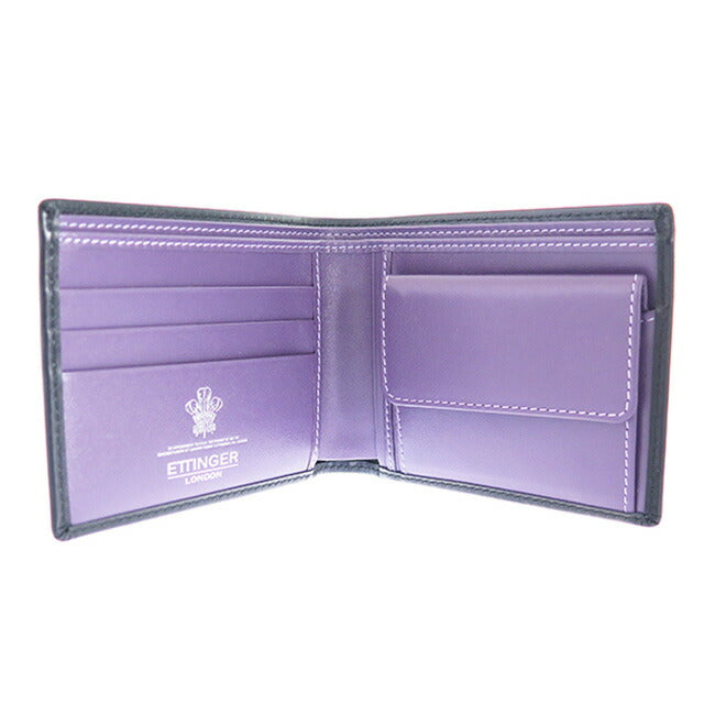 エッティンガー ETTINGER ロイヤルコレクション 短財布 メンズ ST141JR-PURPLE ブラック パープル ブラック WQ00024245