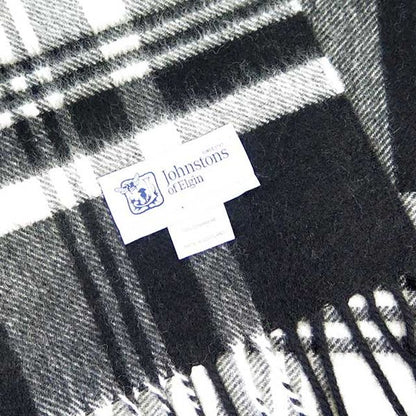 ジョンストンズ JOHNSTONS マフラー WA000056 KU0079 ブラック ホワイト BLACK＆WHITE STEWART ブラック WQ00030202