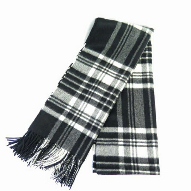 ジョンストンズ JOHNSTONS マフラー WA000056 KU0079 ブラック ホワイト BLACK＆WHITE STEWART ブラック WQ00030202