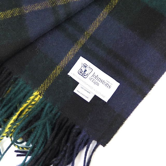 ジョンストンズ JOHNSTONS マフラー WA000056 KU0312 グリーン ホワイト DRESS GORDON グリーン WQ00030205