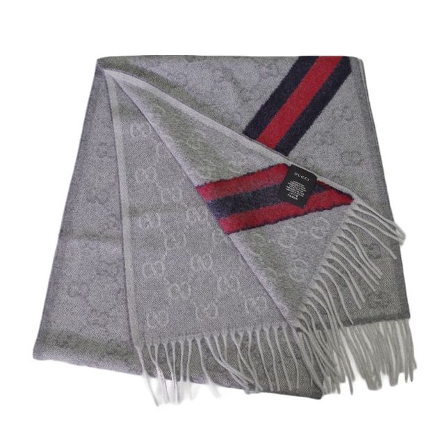 グッチ GUCCI マフラー GG柄 メンズ レディース 570603 3G200 1768 ライトグレー WQ00035926
