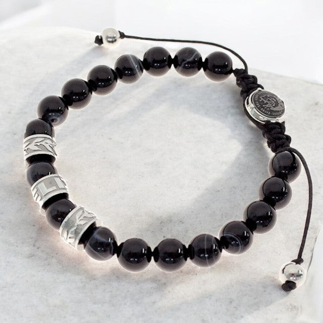 ディーゼル DIESEL ブレスレット 数珠 メンズ レディース DX1101040 Beads シルバー ブラック WQ00039303