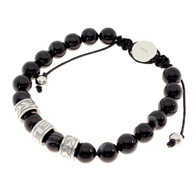 ディーゼル DIESEL ブレスレット 数珠 メンズ レディース DX1101040 Beads シルバー ブラック WQ00039303