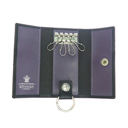 エッティンガー ETTINGEＲ ロイヤルコレクション 4連 キーケース メンズ ST840AJR BPL st840cfjr-purple ブラック パープル BLACK WQ00039459