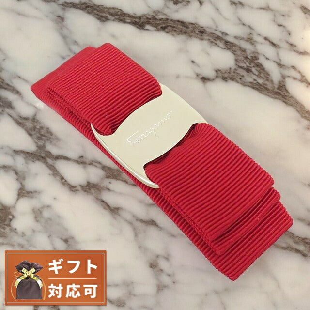 フェラガモ FERRAGAMO バレッタ レディース 342019-495451 ヴァラ リボン GOLD レッド WQ00041243