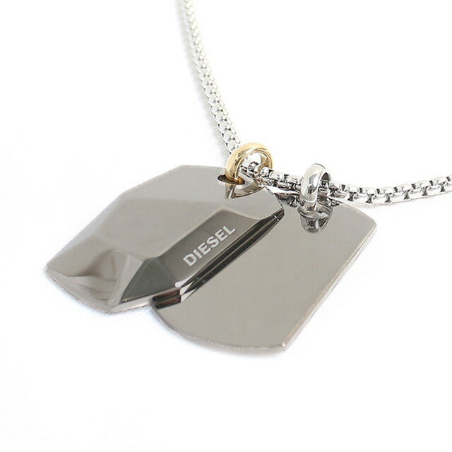 ディーゼル DIESEL ネックレス ペンダント DX1143040 メンズ レディース ダブルプレート ガンメタル シルバー WQ00042379
