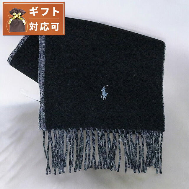 ポロラルフローレン POLO RALPH LAUREN バイカラー マフラー PC0455-002 メンズ レディース ブラック グレー WQ00044589