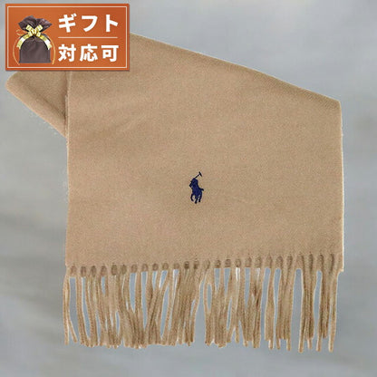 ポロラルフローレン POLO RALPH LAUREN マフラー PC0476-220 メンズ レディース HONEY BROWN ベージュ ネイビー刺繍 WQ00044596