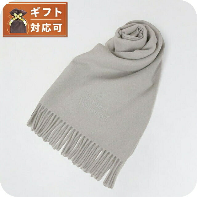 ヴィヴィアンウエストウッド VIVIENNE WESTWOOD マフラー ストール オーブロゴ 刺繍 無地 メンズ レディース P403-LIGHTGREY WQ00044795