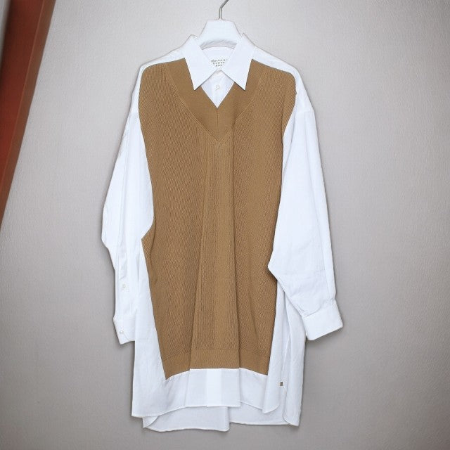 メゾンマルジェラ MAISON MARGIELA シャツワンピース ニット重ね着長袖シャツ S51DL0356S43001988-S レディース WQ00045863