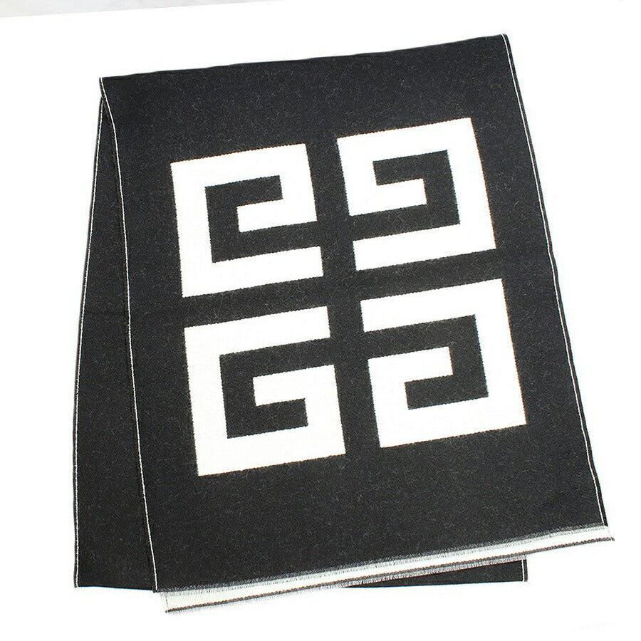 ジバンシィ GIVENCHY マフラー GV3518-J4546-1 メンズ ビッグロゴ ブラック ホワイト WQ00047210