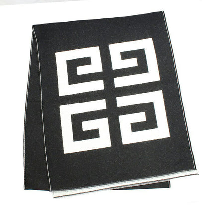 ジバンシィ GIVENCHY マフラー GV3518-J4546-1 メンズ ビッグロゴ ブラック ホワイト WQ00047210