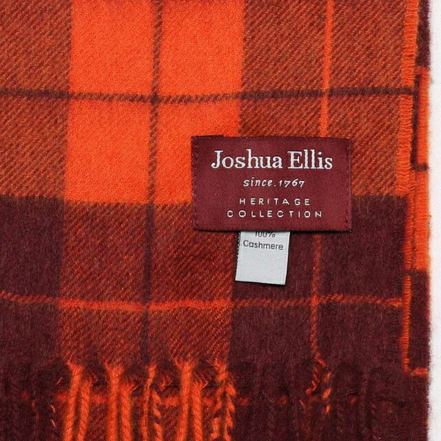 ジョシュア エリス Joshua Ellis カシミヤマフラー LCS50510 メンズ レディース オレンジ系 レッド チェック WQ00047665