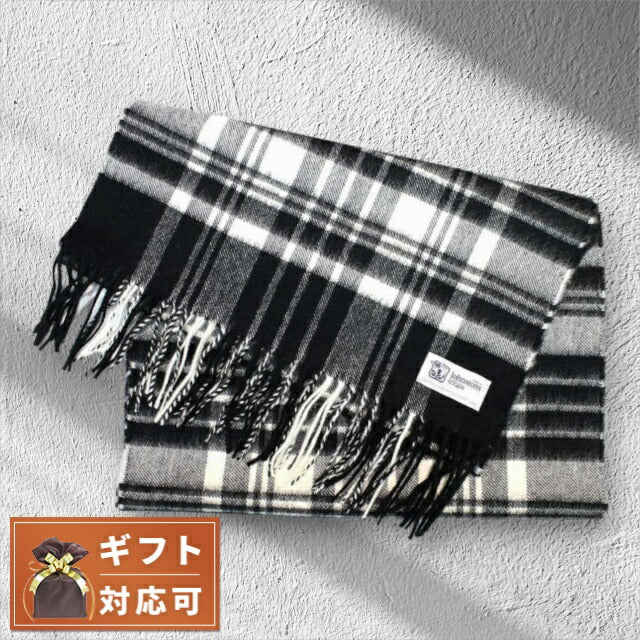 ジョンストンズ JOHNSTONS マフラー チェック柄 WA000057KU0079 メンズ レディース ブラック ホワイト WQ00049136