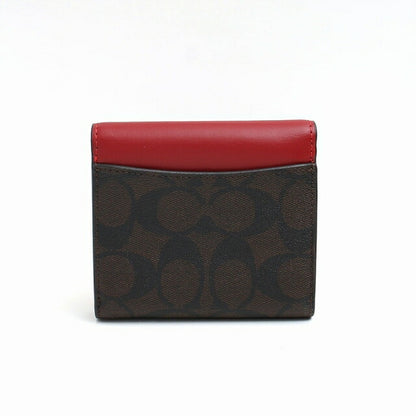 コーチ COACH 三つ折り財布 CE930-IMRVQ レディース シグネチャー SIGNATURE ダークブラウン/レッド WQ00050538