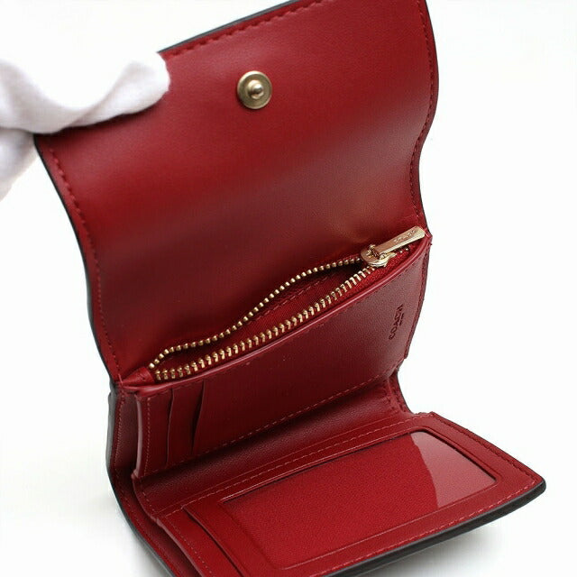 コーチ COACH 三つ折り財布 CE930-IMRVQ レディース シグネチャー SIGNATURE ダークブラウン/レッド WQ00050538