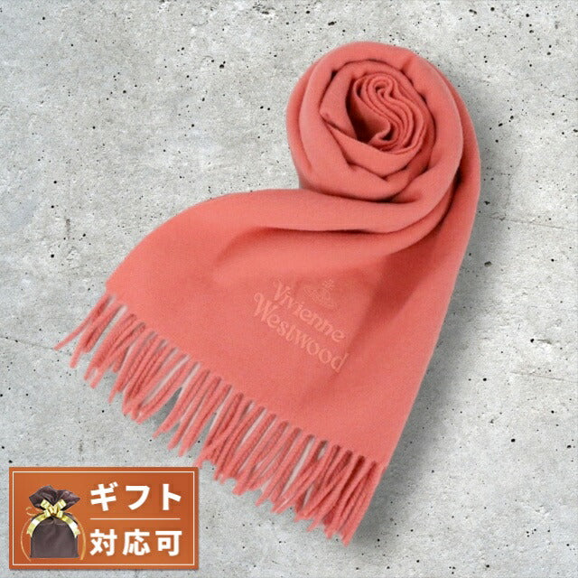 ヴィヴィアンウエストウッド VIVIENNE WESTWOOD マフラー ストール オーブロゴ 刺繍 無地 メンズ レディース G405-PEACH ピーチ WQ00051169