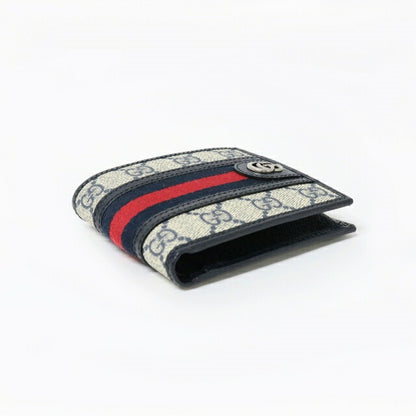 グッチ GUCCI 二つ折り財布 597609-96IWN-4076 ベージュ ブルー ウォレット GGスプリーム キャンバス WQ00051615