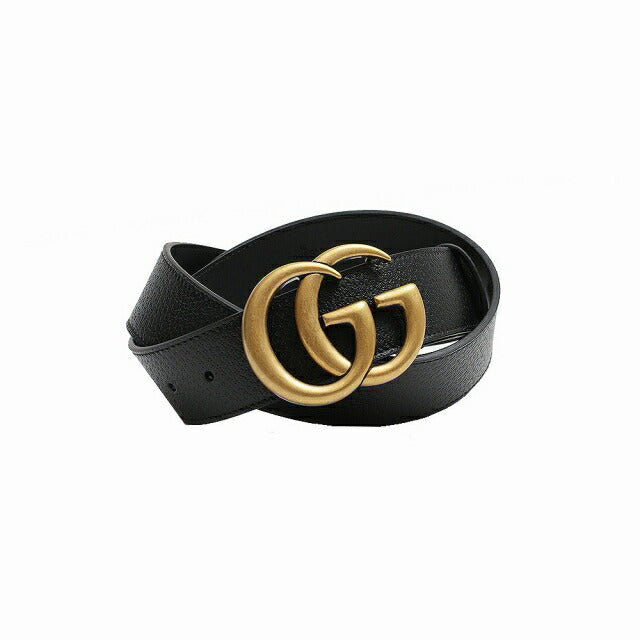 グッチ GUCCI ベルト 406831-DJ20T-1000-90 メンズ ブラック ゴールド カーフスキンレザー マーモント ダブルGバックル ベルト WQ00052036