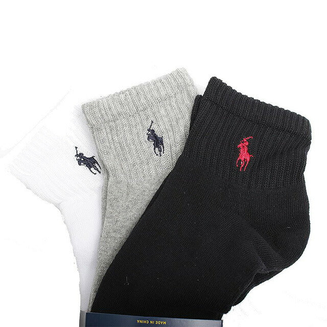 ポロラルフローレン POLO RALPH LAUREN ソックス 824032PK-ASST メンズ ブラック ホワイト グレー 3個セット 靴下 WQ00052322