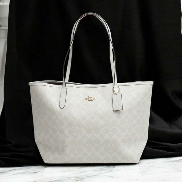 コーチ COACH CITY TOTE IN SIGNATURE CANVAS トートバッグ 5696-IMRFF レディース ホワイト WQ00052634