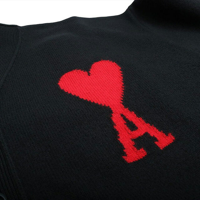 AMI PARIS アミパリス BFUKC002.018 ニット BLACK-RED ブラック ユニセックス Ami Paris Cardigan BFUKC002-018-L Ami Paris Men's Black Cardigan